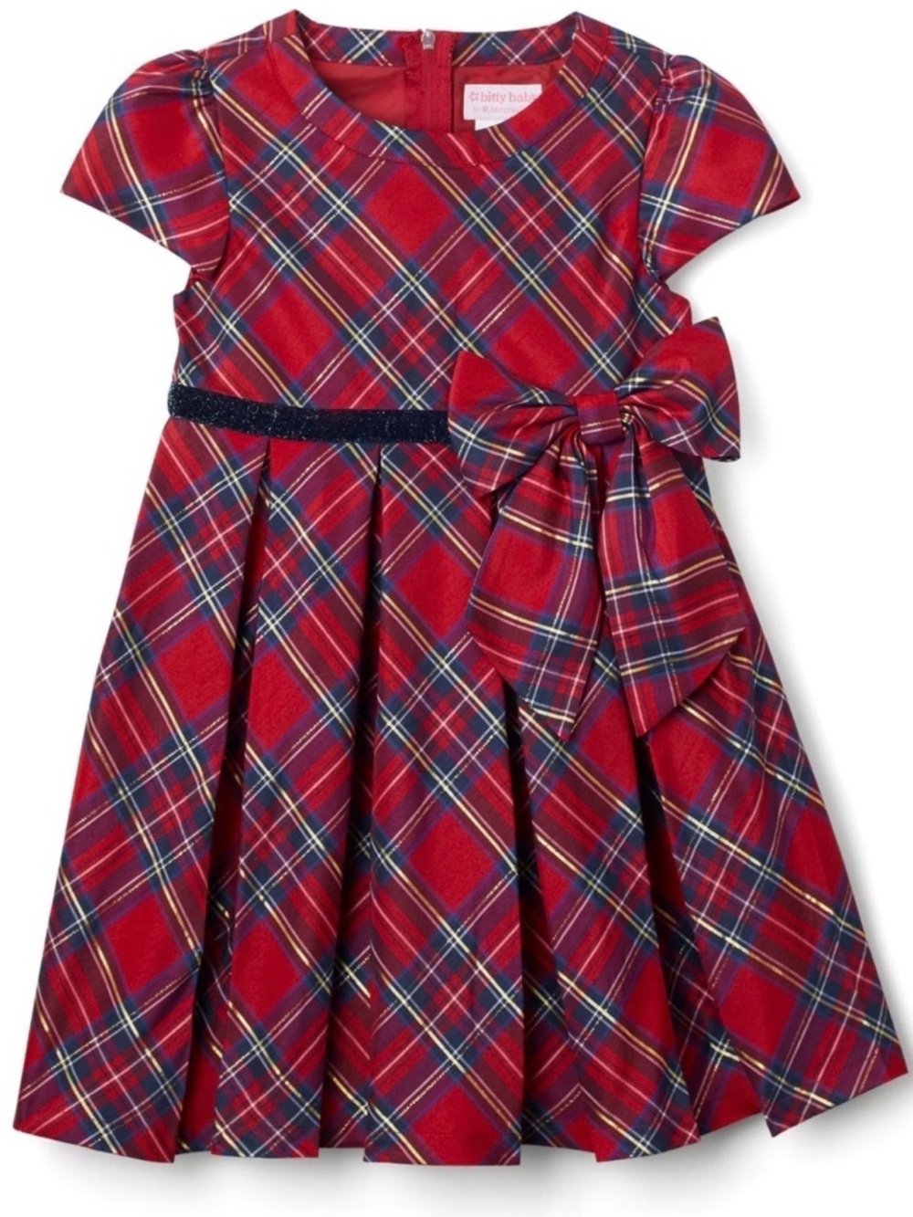 American Girl Bitty Baby Girls Size 6 Red Tartan Plaid Party Dress Bow